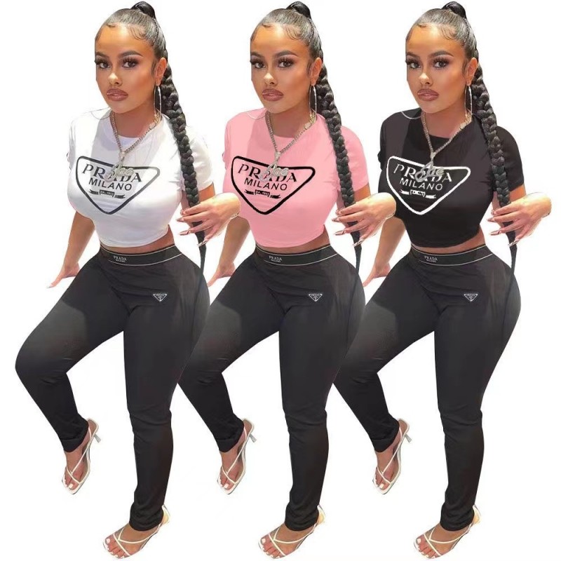 Fashion brand wearing letter printed short sleeved T-shirt shorts set 