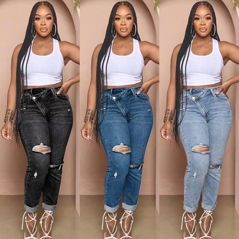 Wholesale hole jean pants for Women Free Shipping 