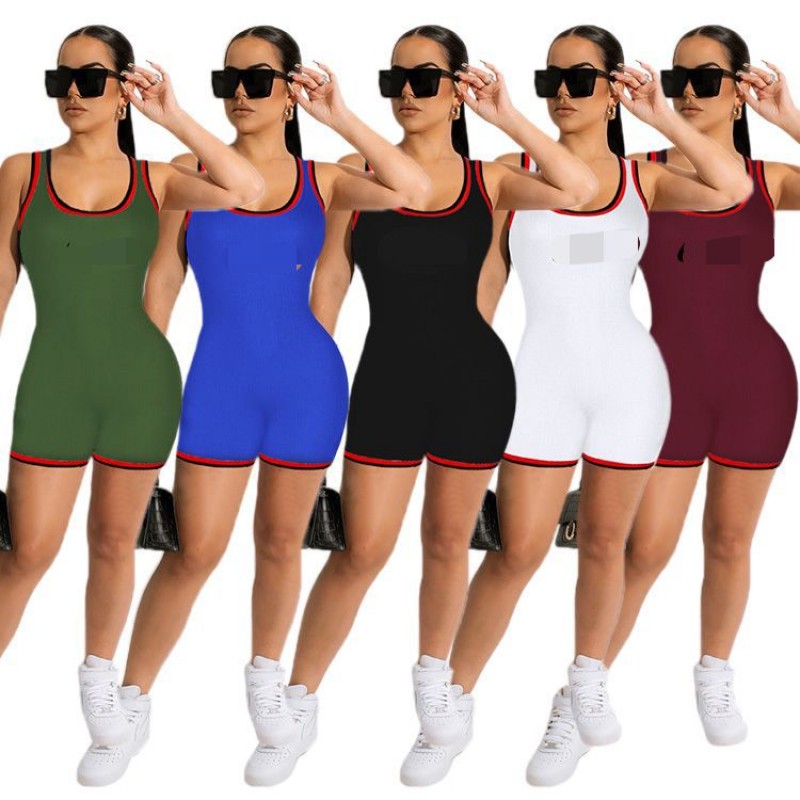 Fashion printed solid color jumpsuit 