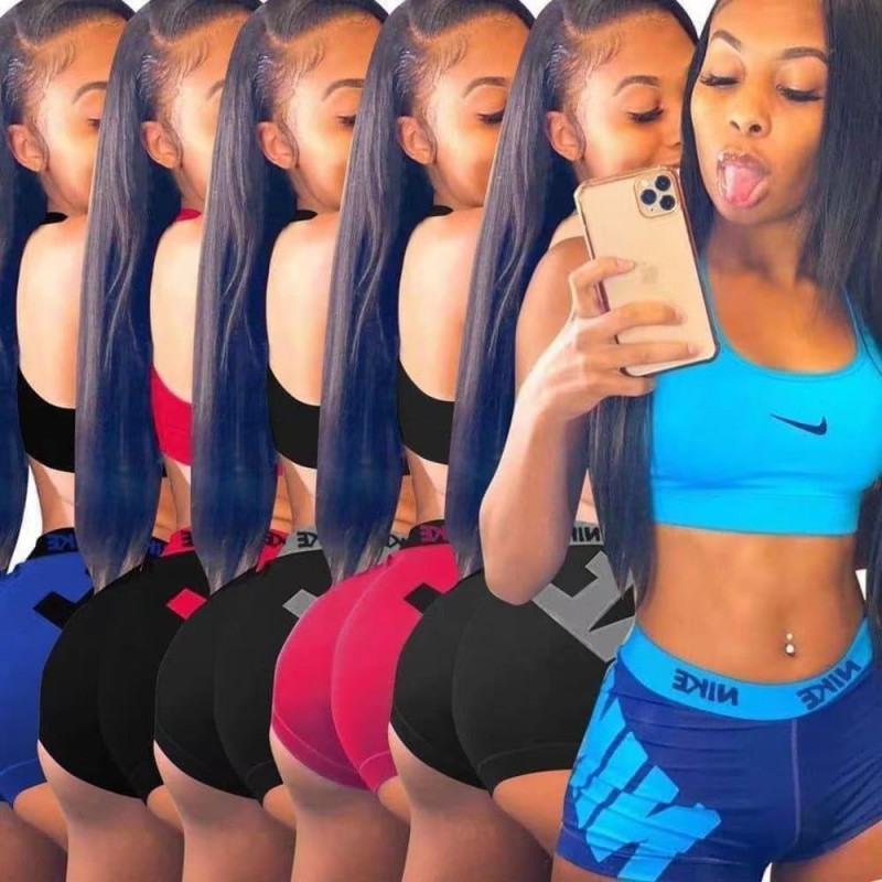 Summer New Fashion Printed Tank Top Casual Sports Set 