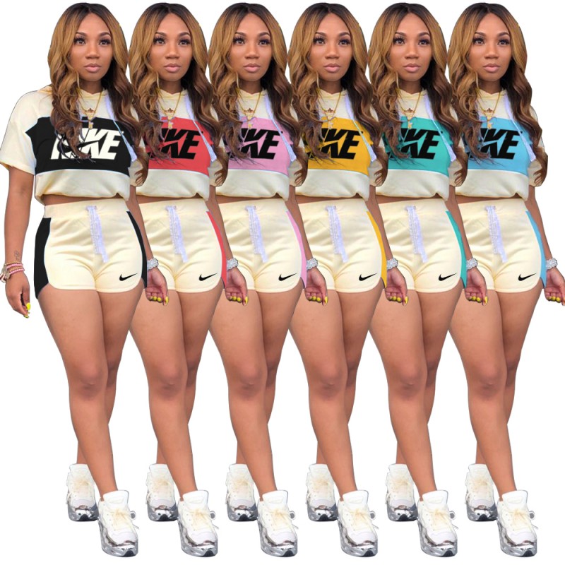   Sports women's short sleeved shorts printed 
